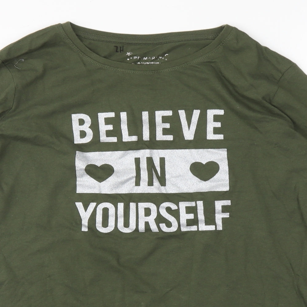 Primark Girls Green   Basic T-Shirt Size 14-15 Years