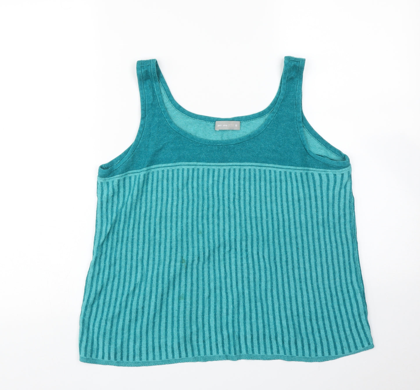 Per Una  Womens Green Striped  Basic Tank Size 18