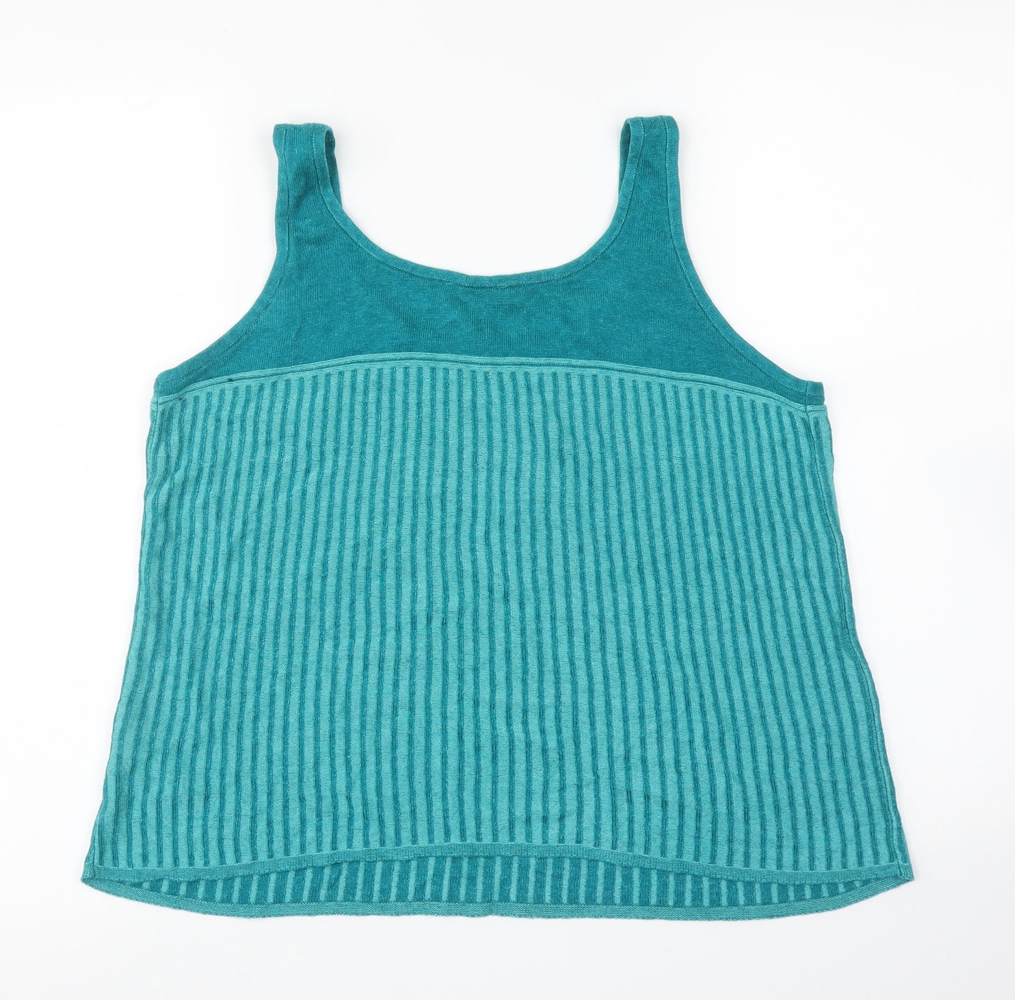 Per Una  Womens Green Striped  Basic Tank Size 18