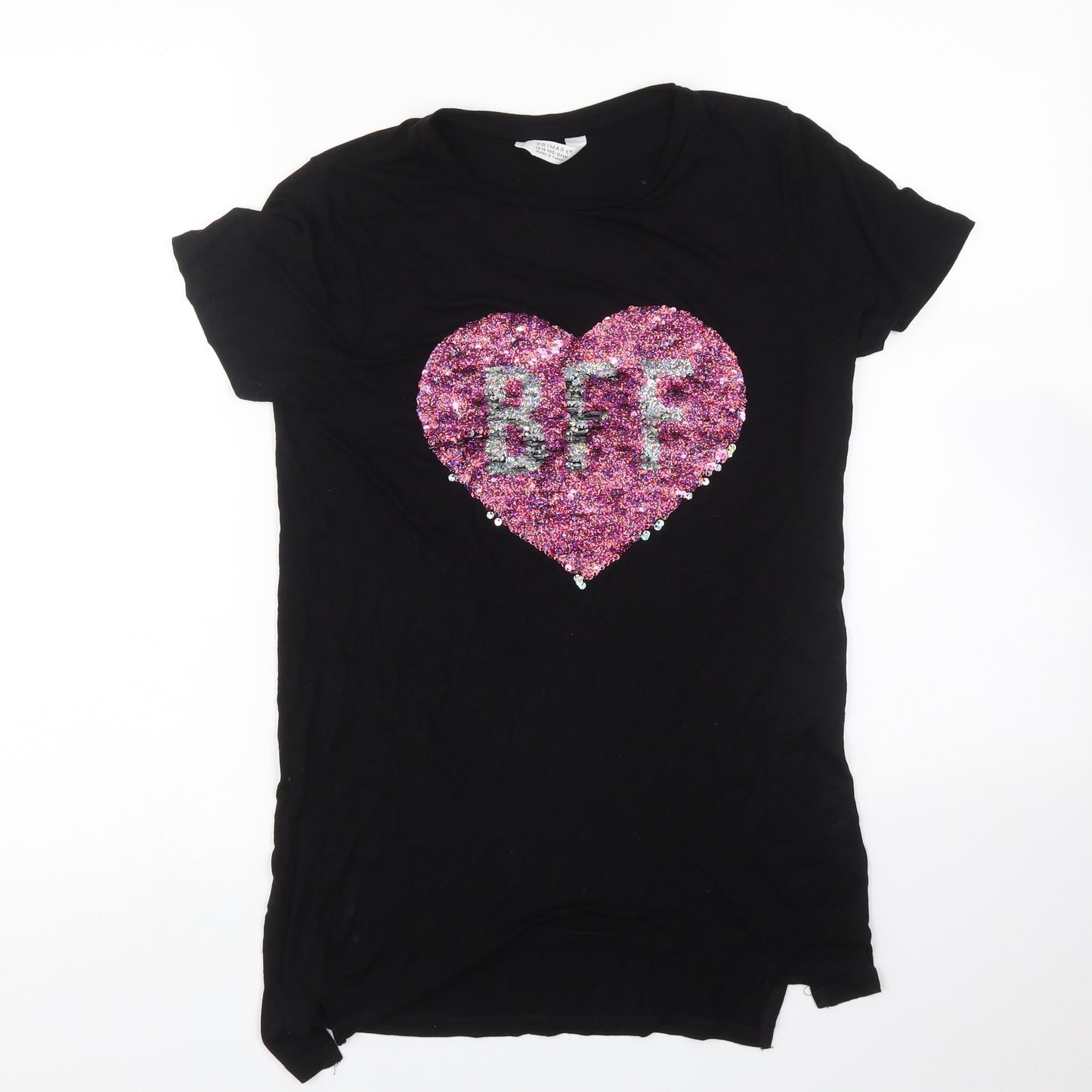 Primark Girls Black   Basic T-Shirt Size 13-14 Years
