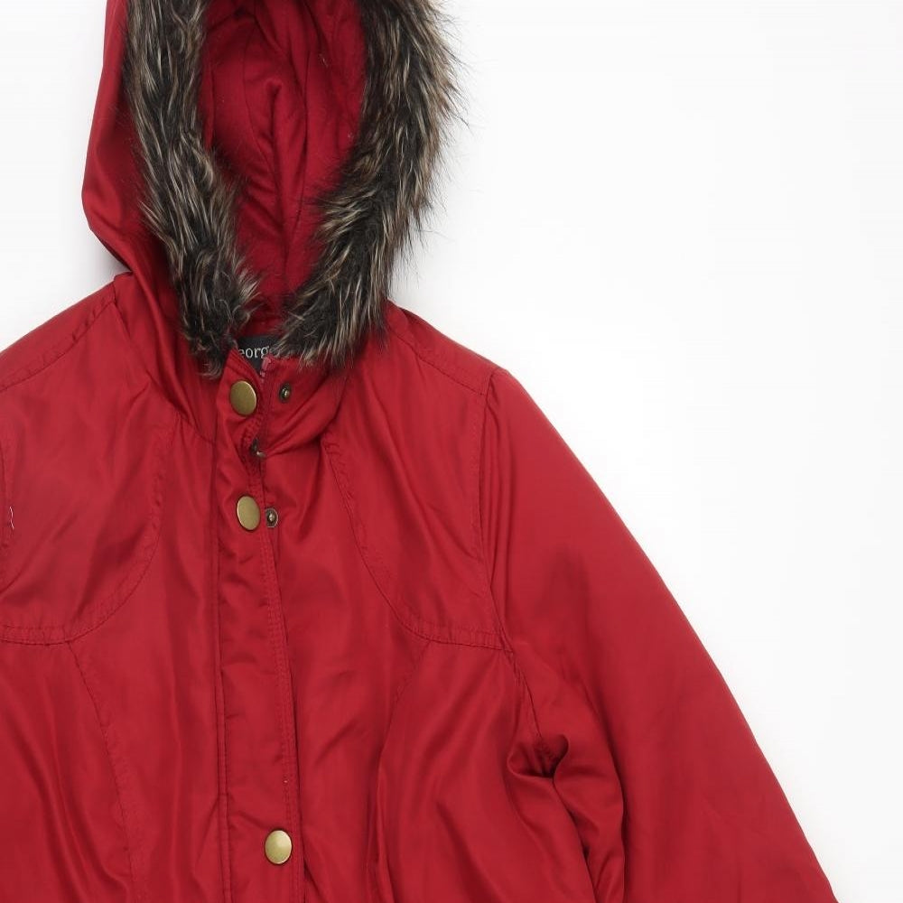 George Womens Red   Parka Coat Size 12