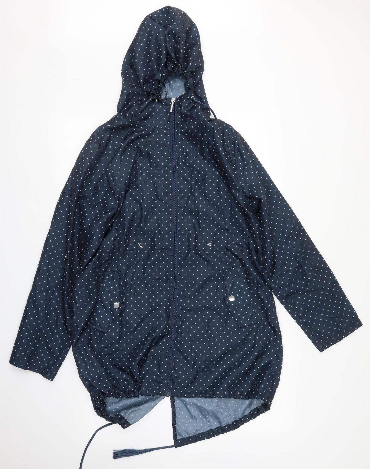 Preworn Womens Blue Polka Dot  Rain Coat Coat Size M