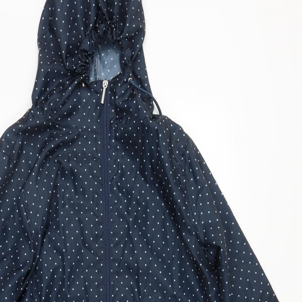 Preworn Womens Blue Polka Dot  Rain Coat Coat Size M