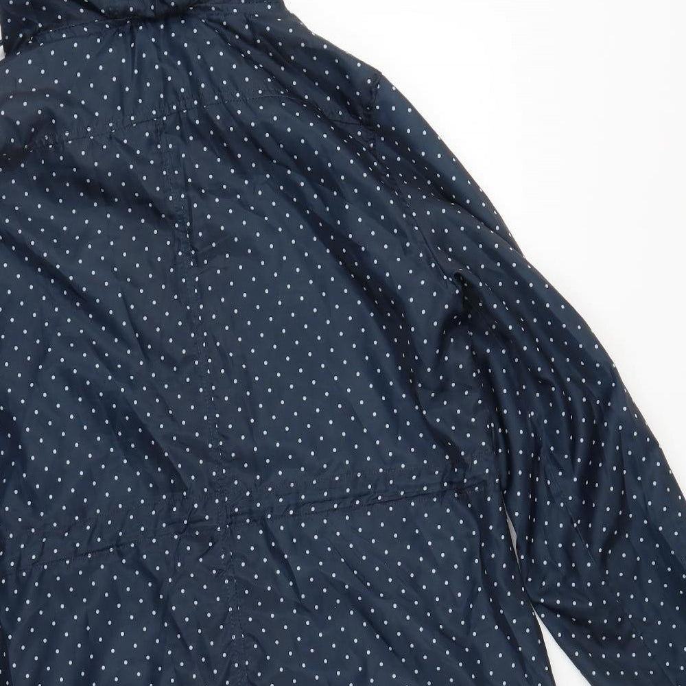 Preworn Womens Blue Polka Dot  Rain Coat Coat Size M