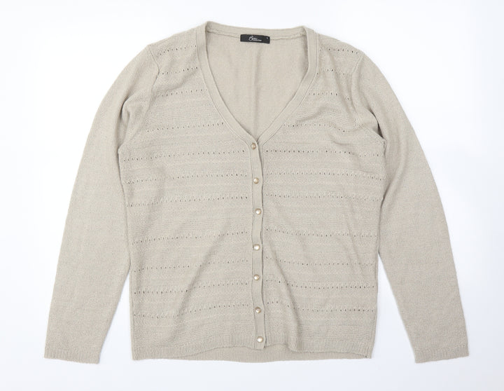 BM Womens Beige Cardigan Jumper Size S