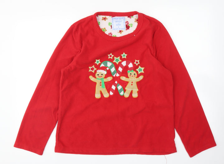 Snuggly and warm Womens Red Top Pyjama Top Size S - christmas