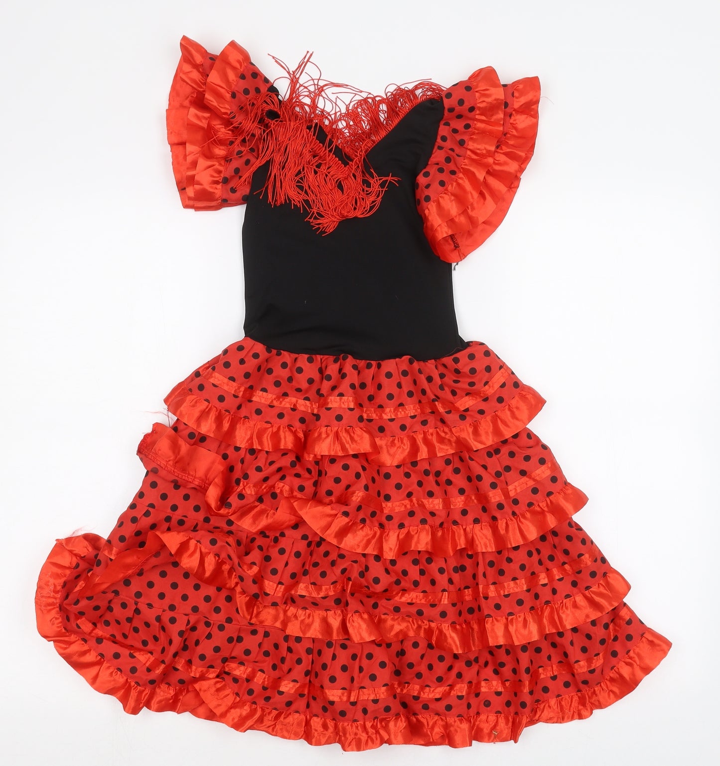 Preworn Girls Multicoloured Polka Dot  A-Line  Size 6 Years  - Spanish flamenco Dress