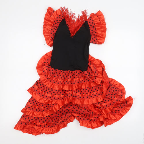 Preworn Girls Multicoloured Polka Dot  A-Line  Size 6 Years  - Spanish flamenco Dress