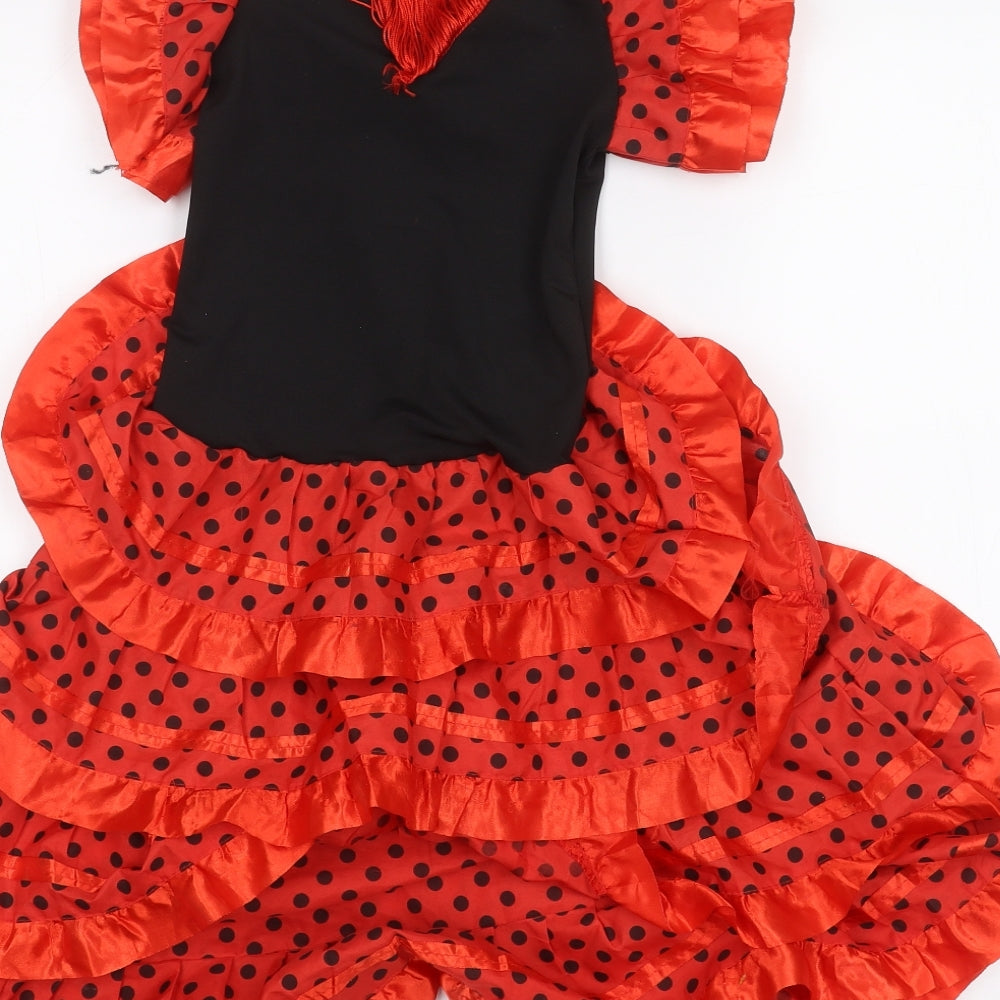 Preworn Girls Multicoloured Polka Dot  A-Line  Size 6 Years  - Spanish flamenco Dress