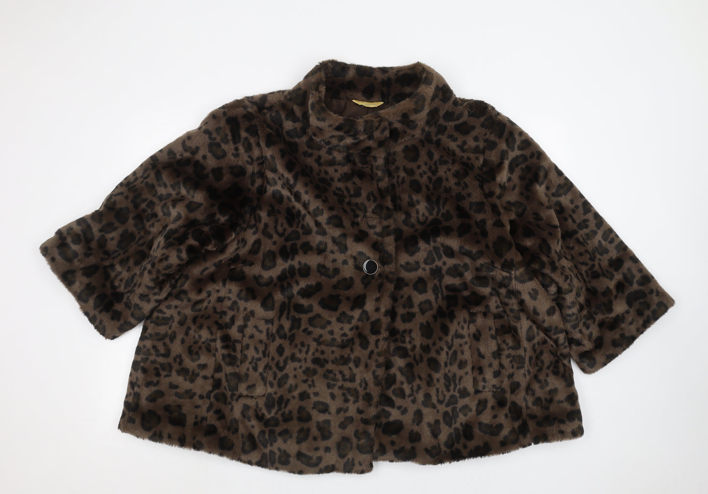 Agenda Womens Brown Animal Print  Jacket  Size 22