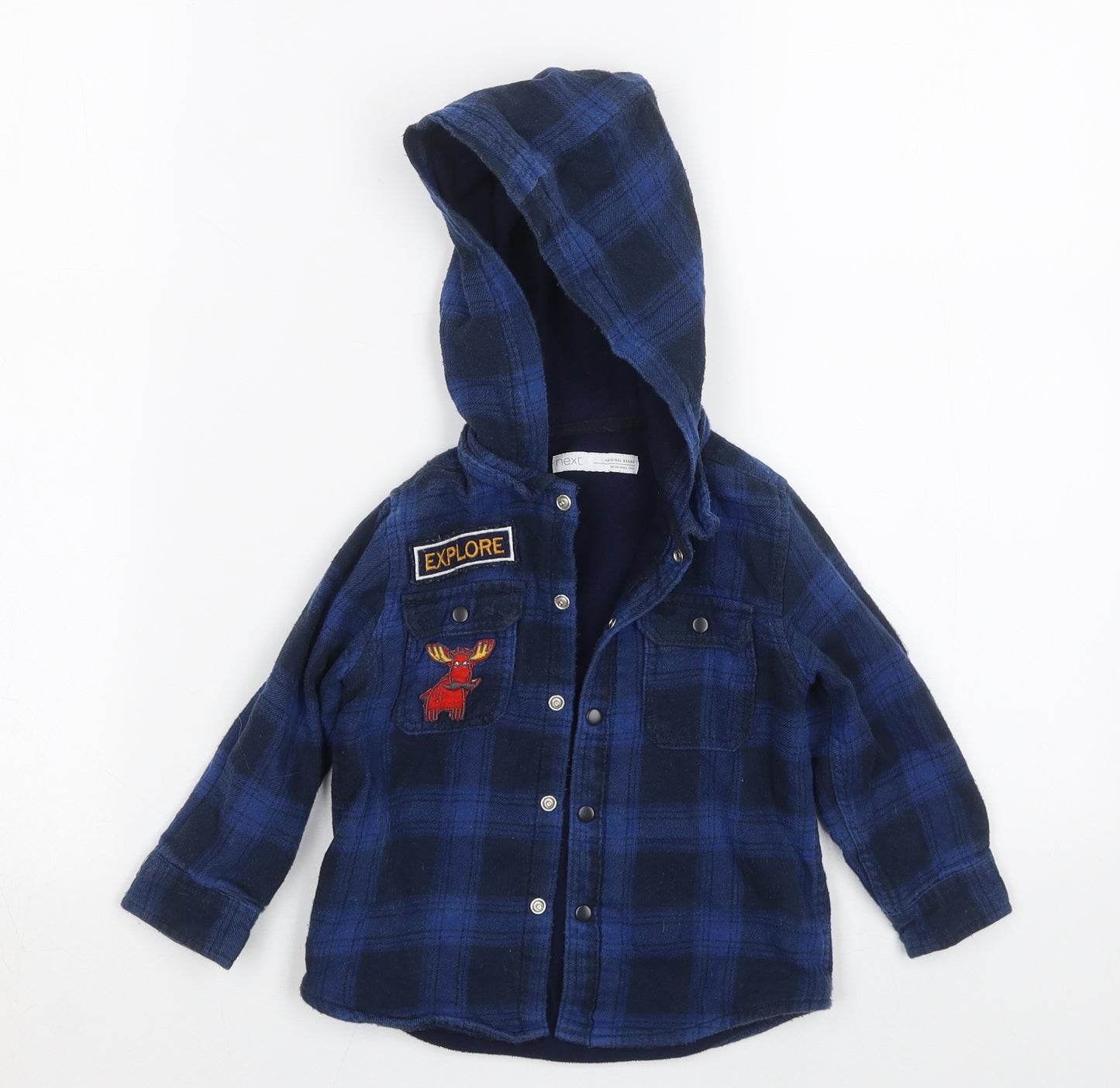 NEXT Boys Blue Plaid  Basic Button-Up Size 12-18 Months