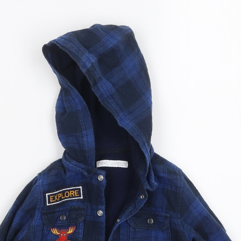 NEXT Boys Blue Plaid  Basic Button-Up Size 12-18 Months