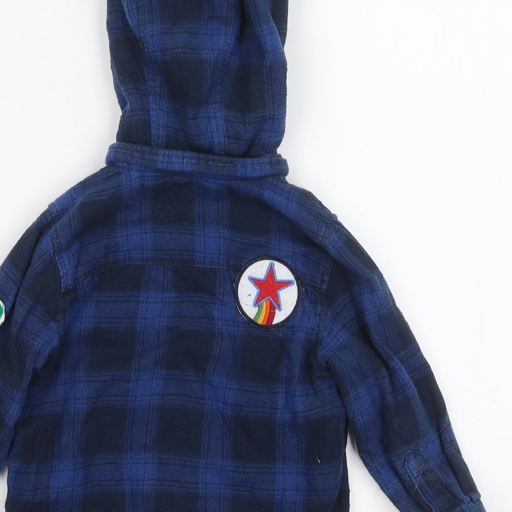 NEXT Boys Blue Plaid  Basic Button-Up Size 12-18 Months