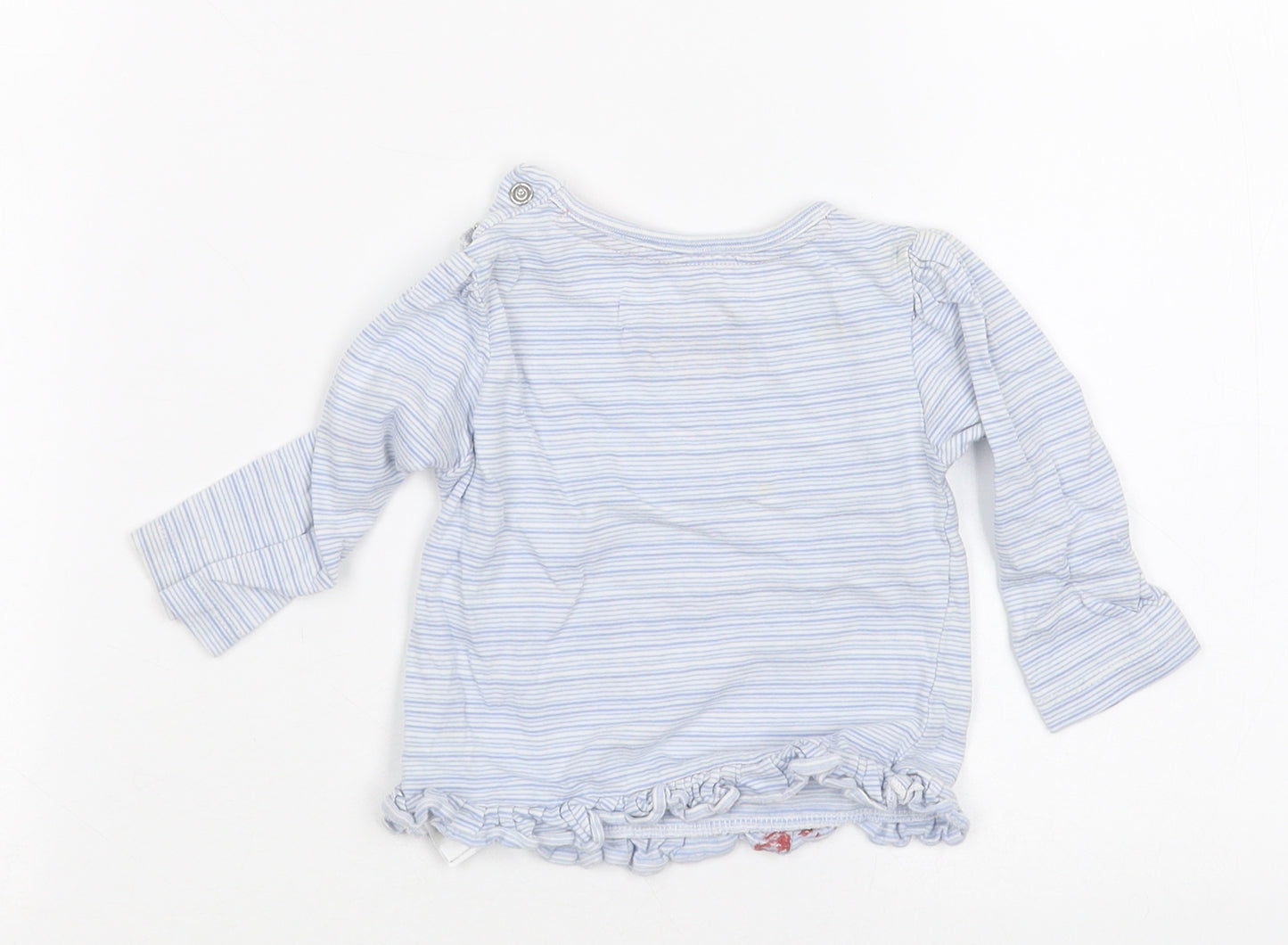 Earlydays Girls Blue Striped  Basic T-Shirt Size 3-6 Months