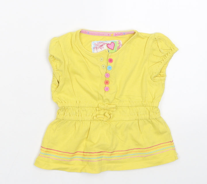 Debenhams Girls Yellow   Basic T-Shirt Size 12-18 Months