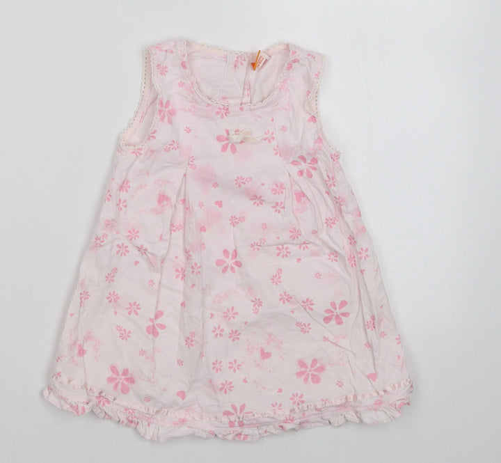 Mini Mode Girls Pink Floral A-Line Size 9-12 Months