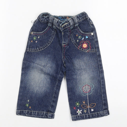 tigerliy Girls Blue Floral   Jeans Size 9 Months