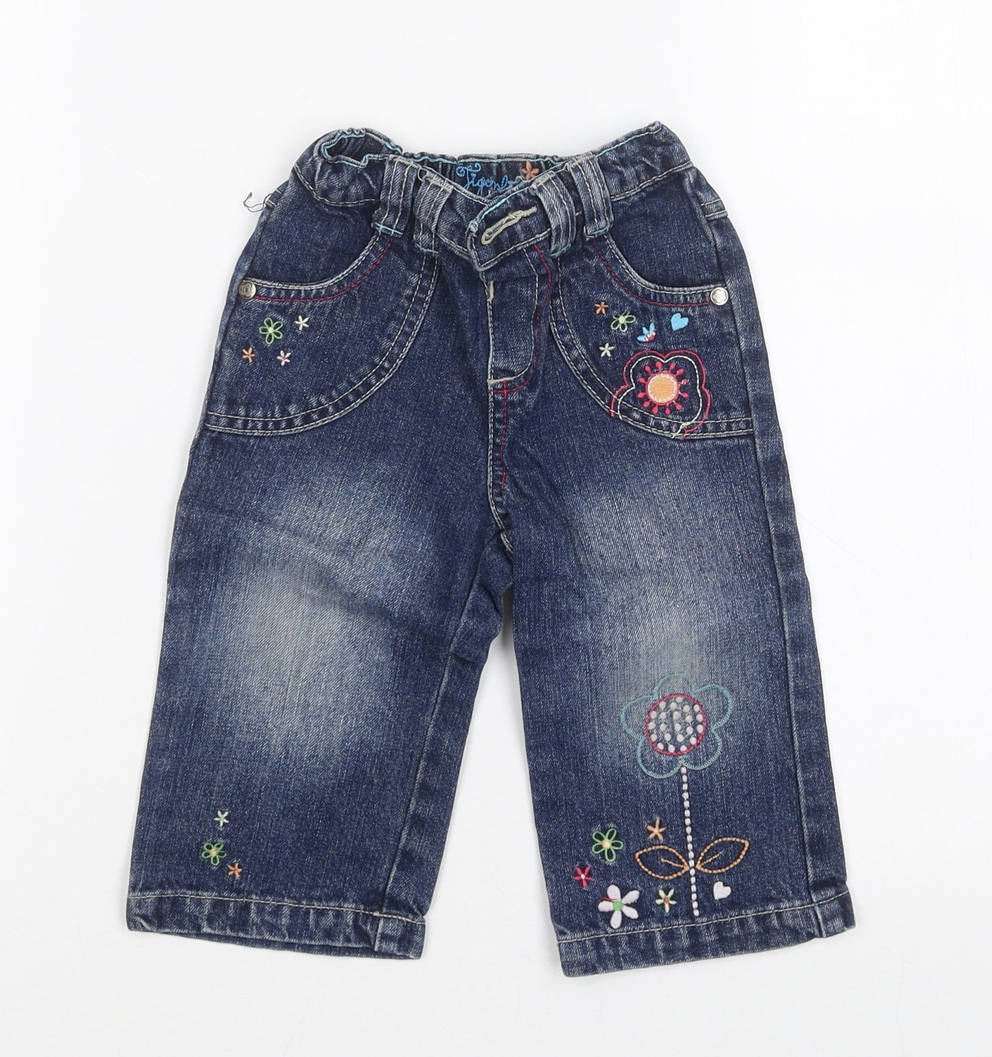 tigerliy Girls Blue Floral   Jeans Size 9 Months