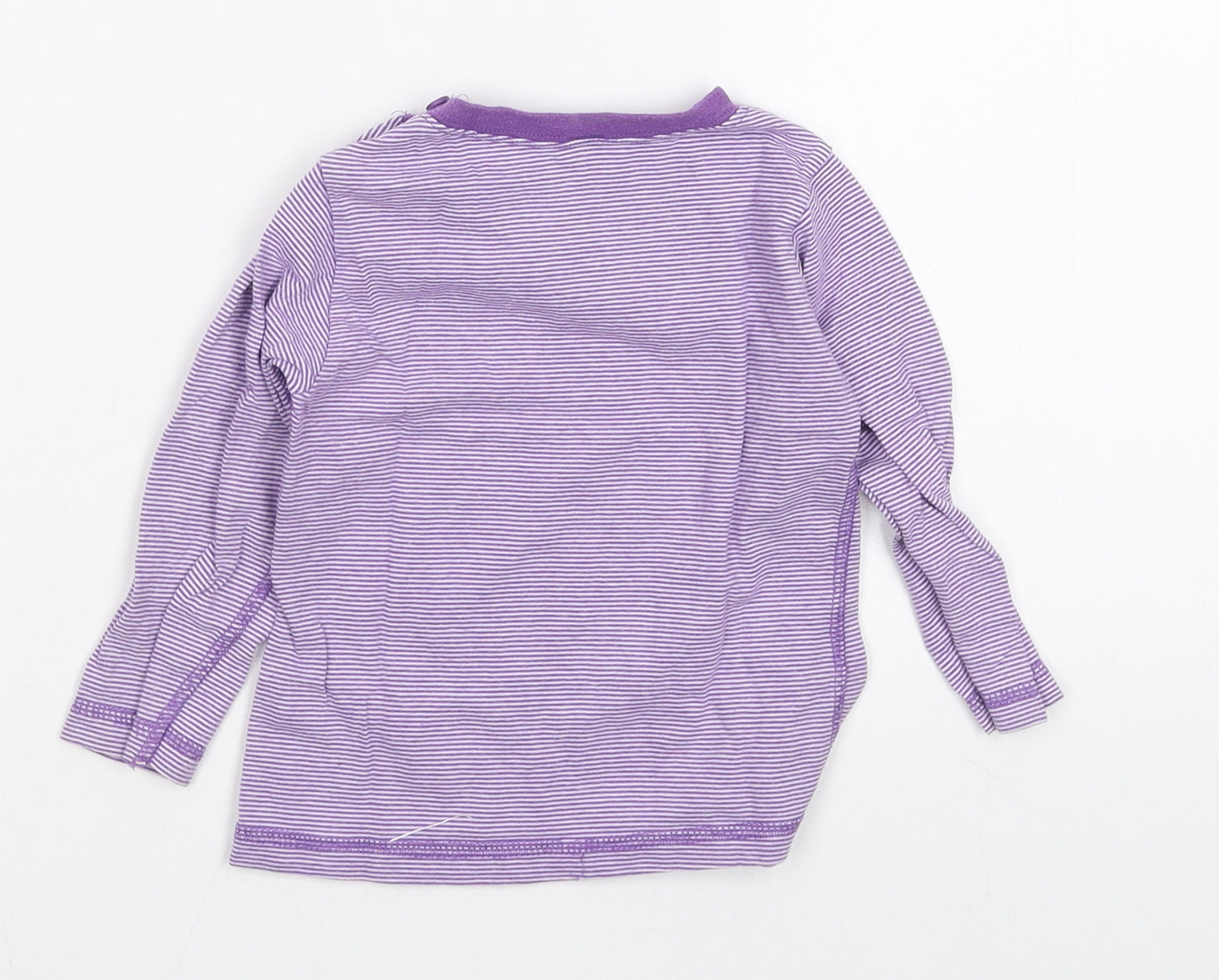 M&Co Girls Purple Striped  Basic T-Shirt Size 12-18 Months