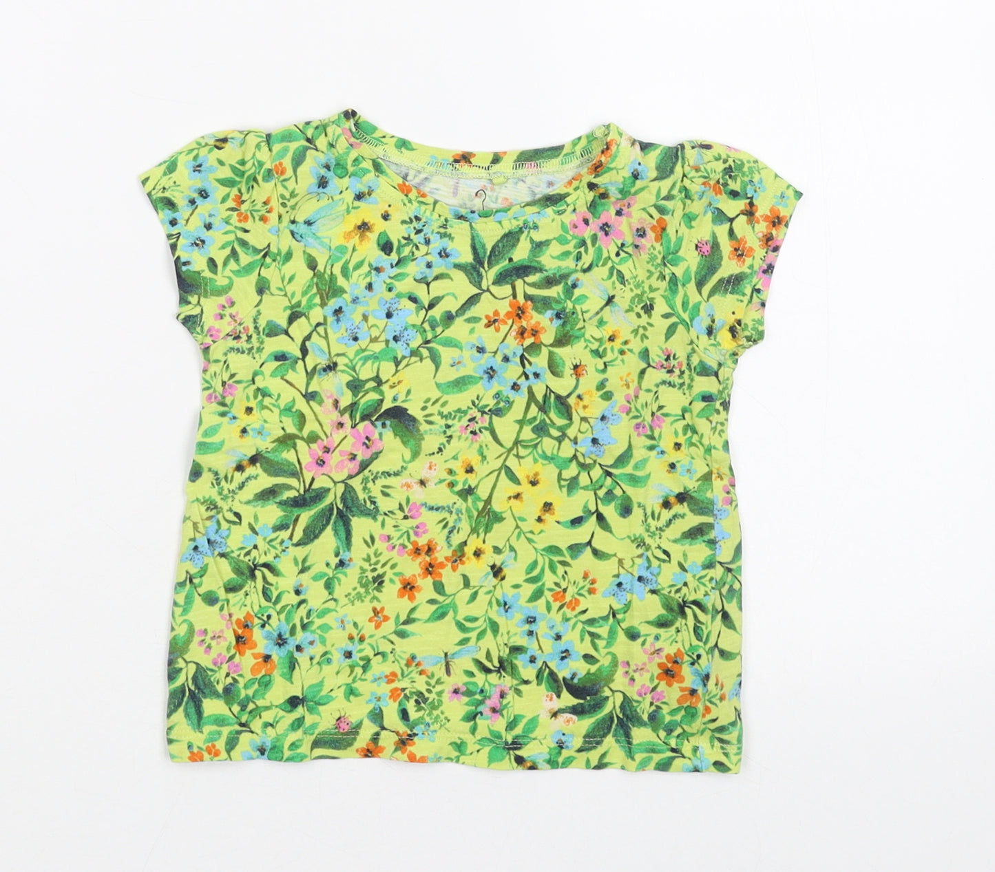 NEXT Girls Green Floral  Basic T-Shirt Size 18-24 Months