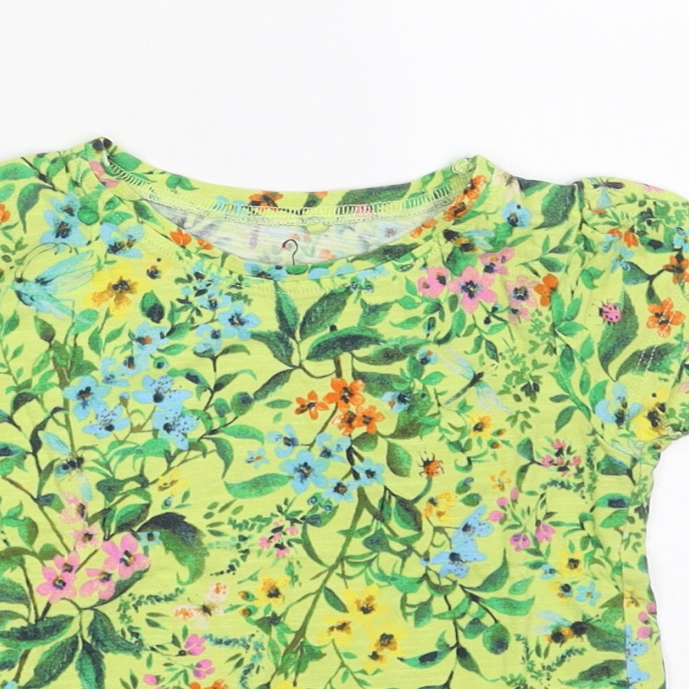NEXT Girls Green Floral  Basic T-Shirt Size 18-24 Months
