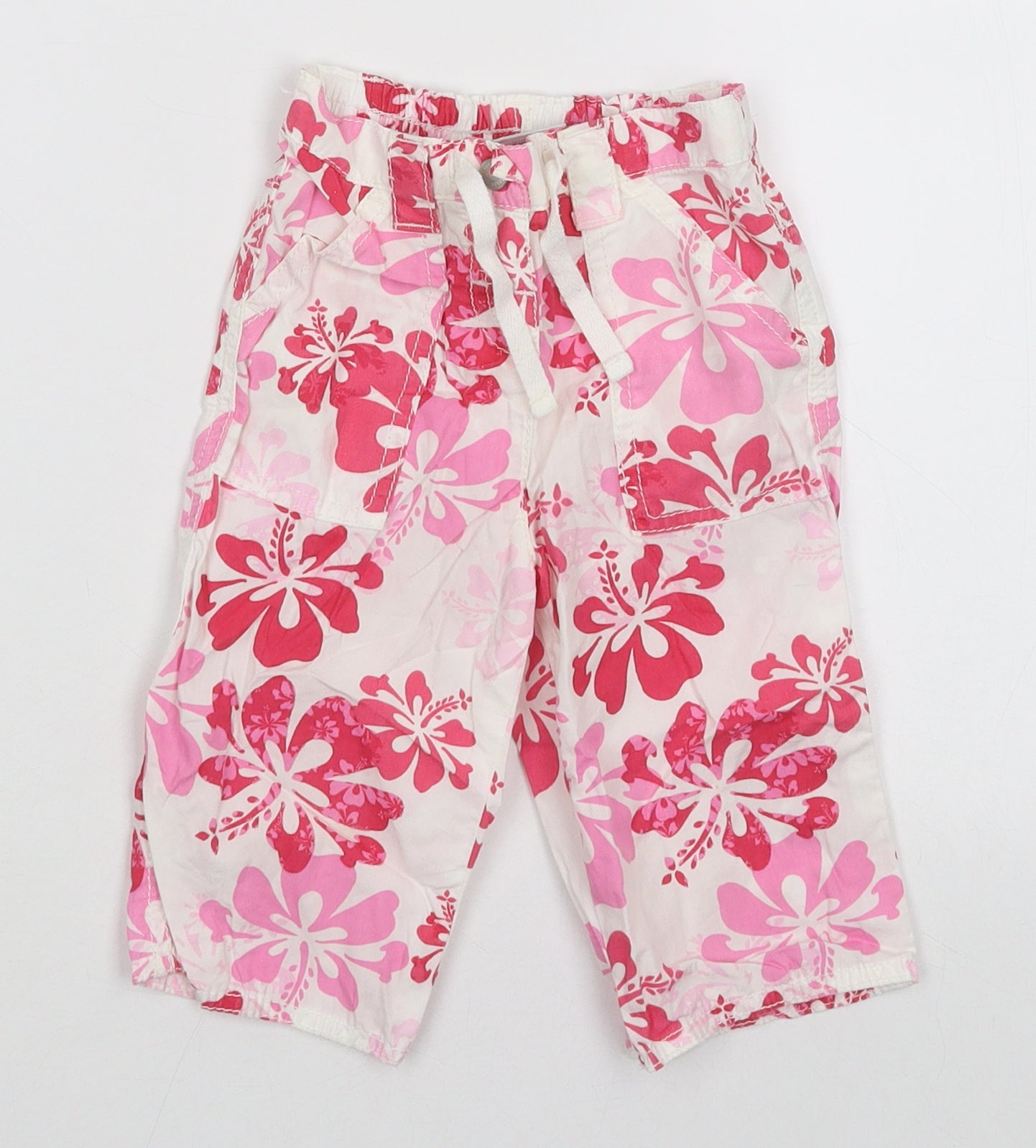 NEXT Girls Pink Floral  Capri Trousers Size 18-24 Months