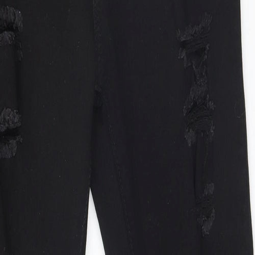 SheIn Womens Black  Denim Straight Jeans Size 10 L28 in - Torn