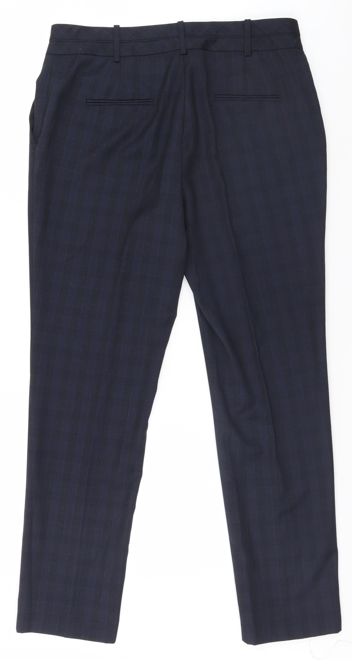 NEXT Womens Blue Check  Trousers  Size 12 L26 in