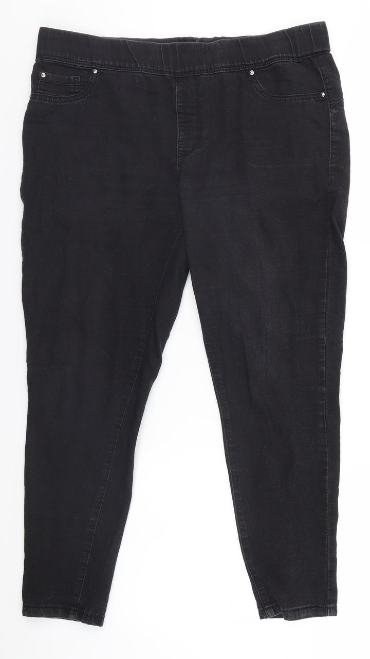 Denim & Co. Womens Black Denim Straight Jeans Size 14 L24 in