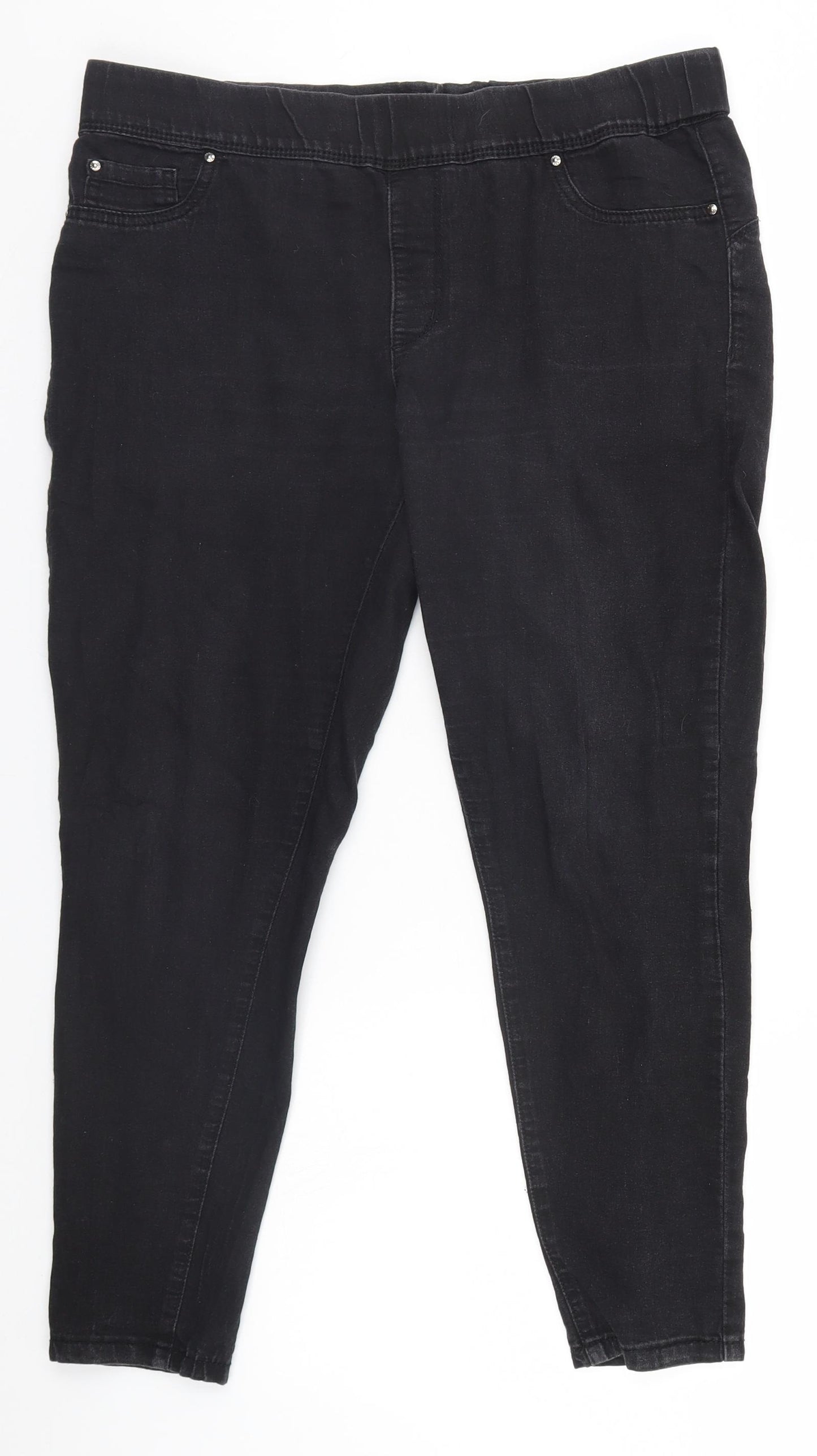 Denim & Co. Womens Black  Denim Straight Jeans Size 14 L24 in