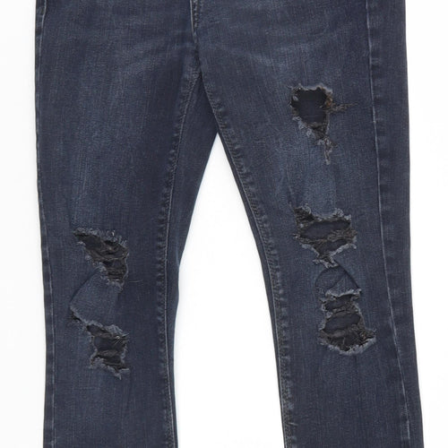 New Look Womens Black  Denim Skinny Jeans Size 8 L22.5 in - Ripped
