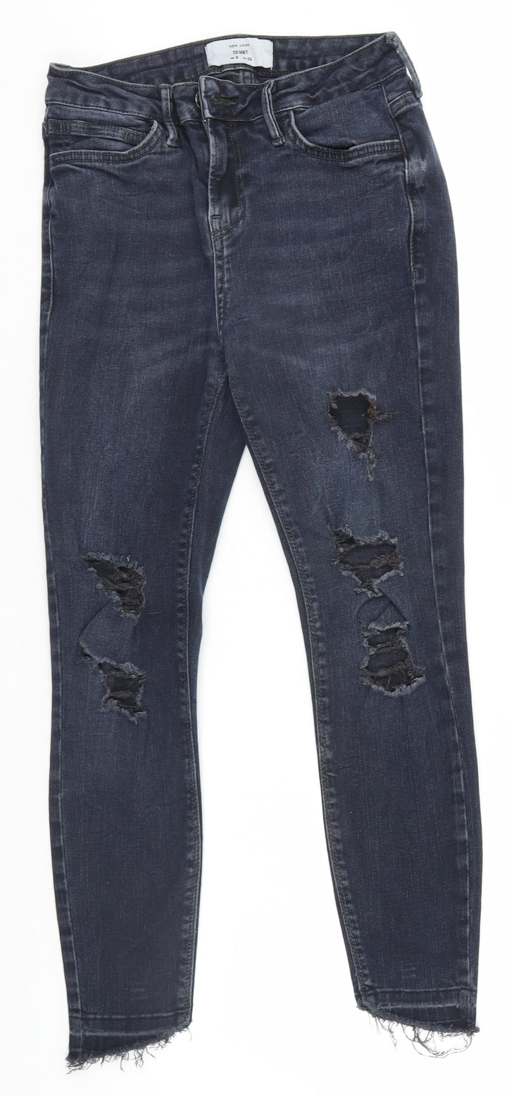 New Look Womens Black  Denim Skinny Jeans Size 8 L22.5 in - Ripped