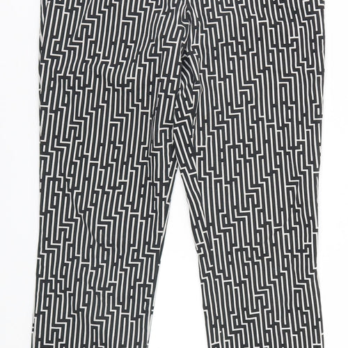H&M Womens Black Geometric  Trousers  Size 6 L26 in