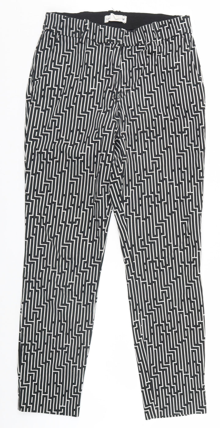 H&M Womens Black Geometric  Trousers  Size 6 L26 in