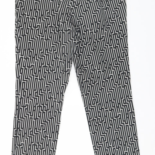 H&M Womens Black Geometric  Trousers  Size 6 L26 in