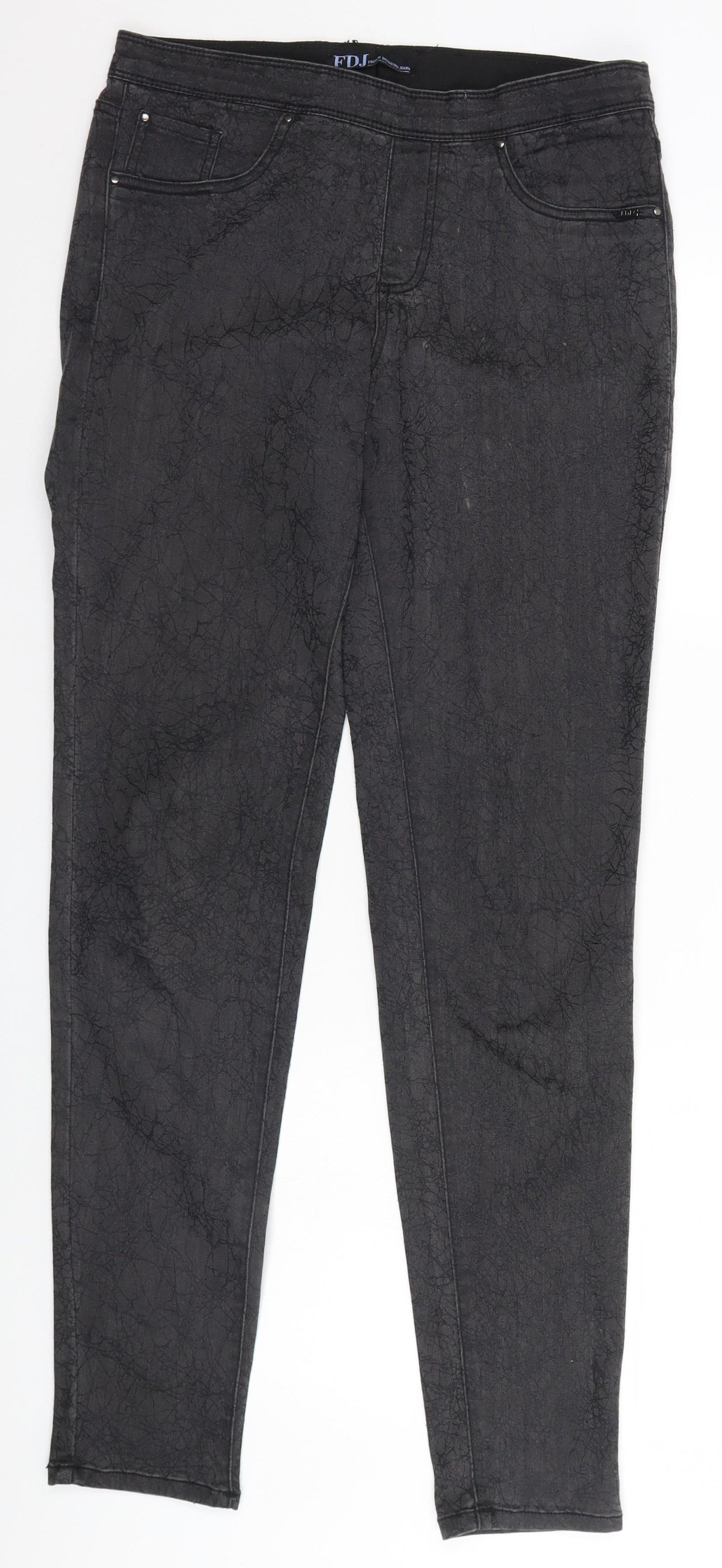 FDJ Womens Black Geometric  Straight Jeans Size 12 L31.5 in