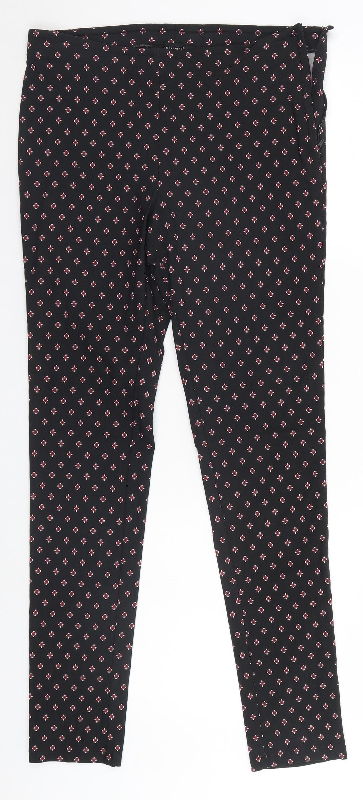 Atmosphere Womens Black Geometric  Trousers  Size 10 L26.5 in