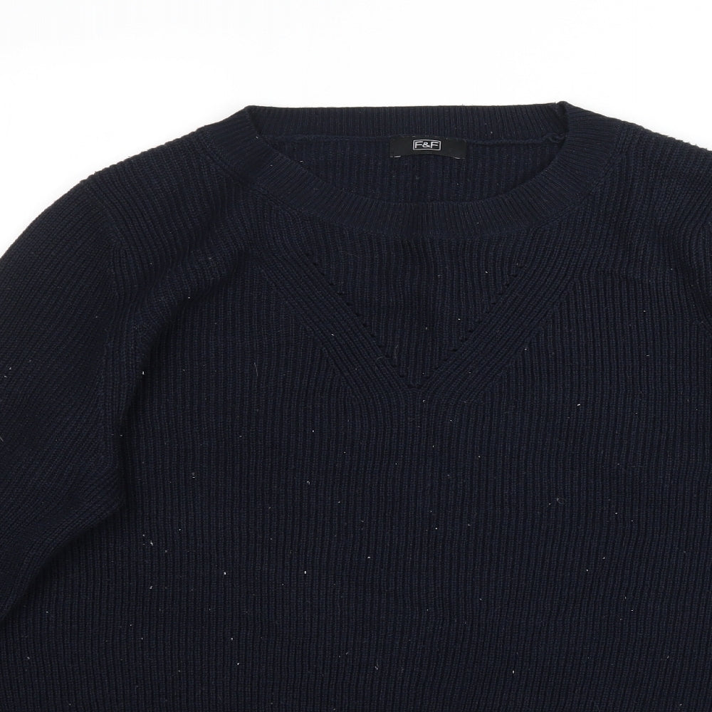 F&F Womens Blue  Knit Pullover Jumper Size 14  - Lace detail