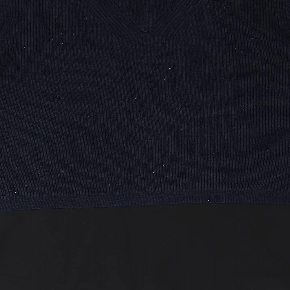F&F Womens Blue  Knit Pullover Jumper Size 14  - Lace detail