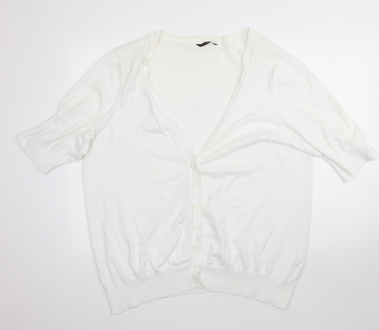 E. Womens White  Knit Cardigan Jumper Size 22
