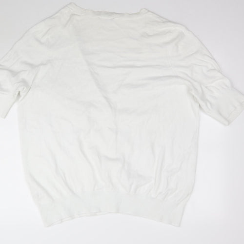 E. Womens White  Knit Cardigan Jumper Size 22
