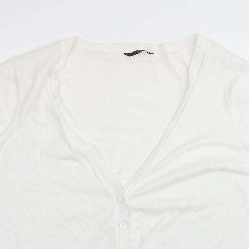 E. Womens White  Knit Cardigan Jumper Size 22