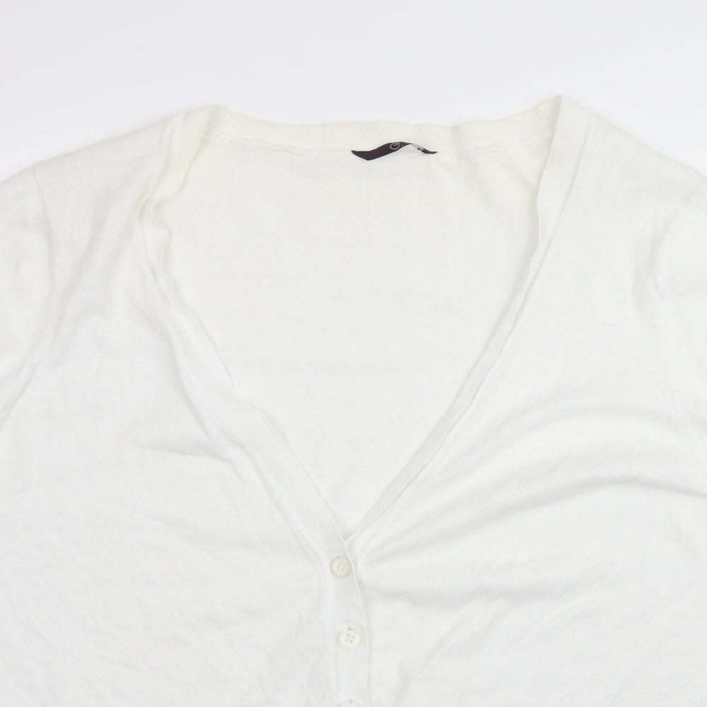 E. Womens White  Knit Cardigan Jumper Size 22