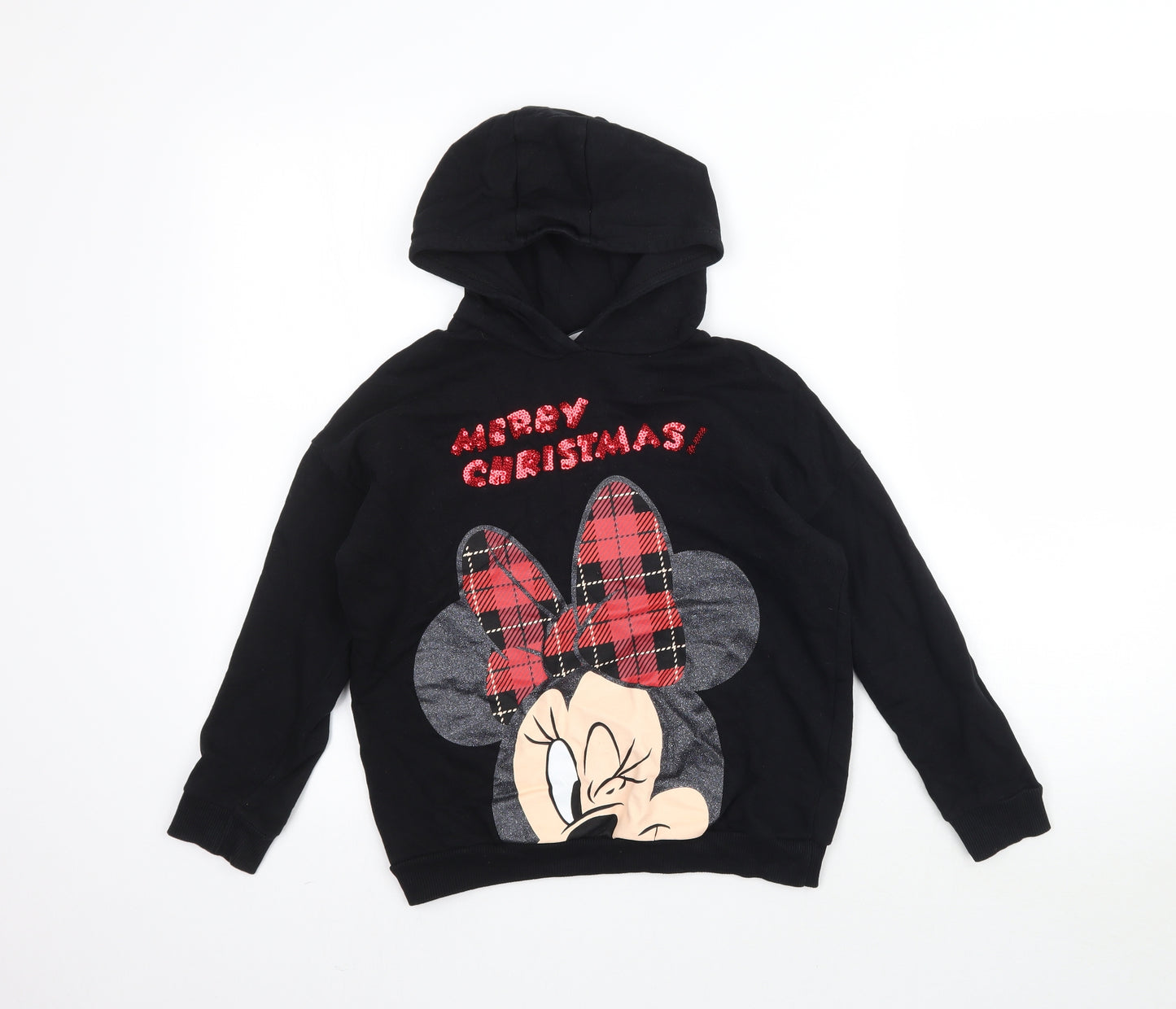 George Boys Black   Pullover Hoodie Size 6-7 Years  - Merry Christmas Minnie Mouse