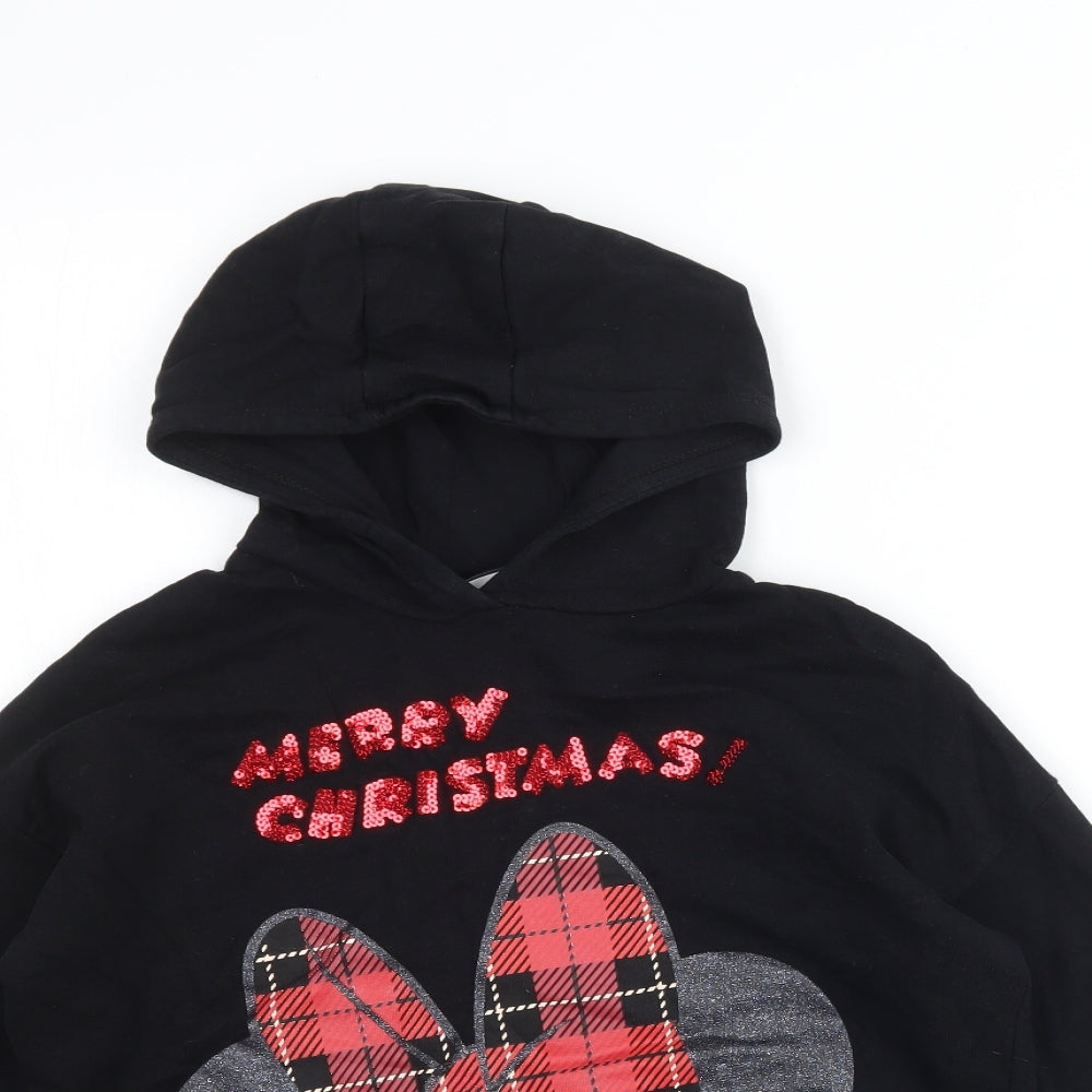 George Boys Black   Pullover Hoodie Size 6-7 Years  - Merry Christmas Minnie Mouse