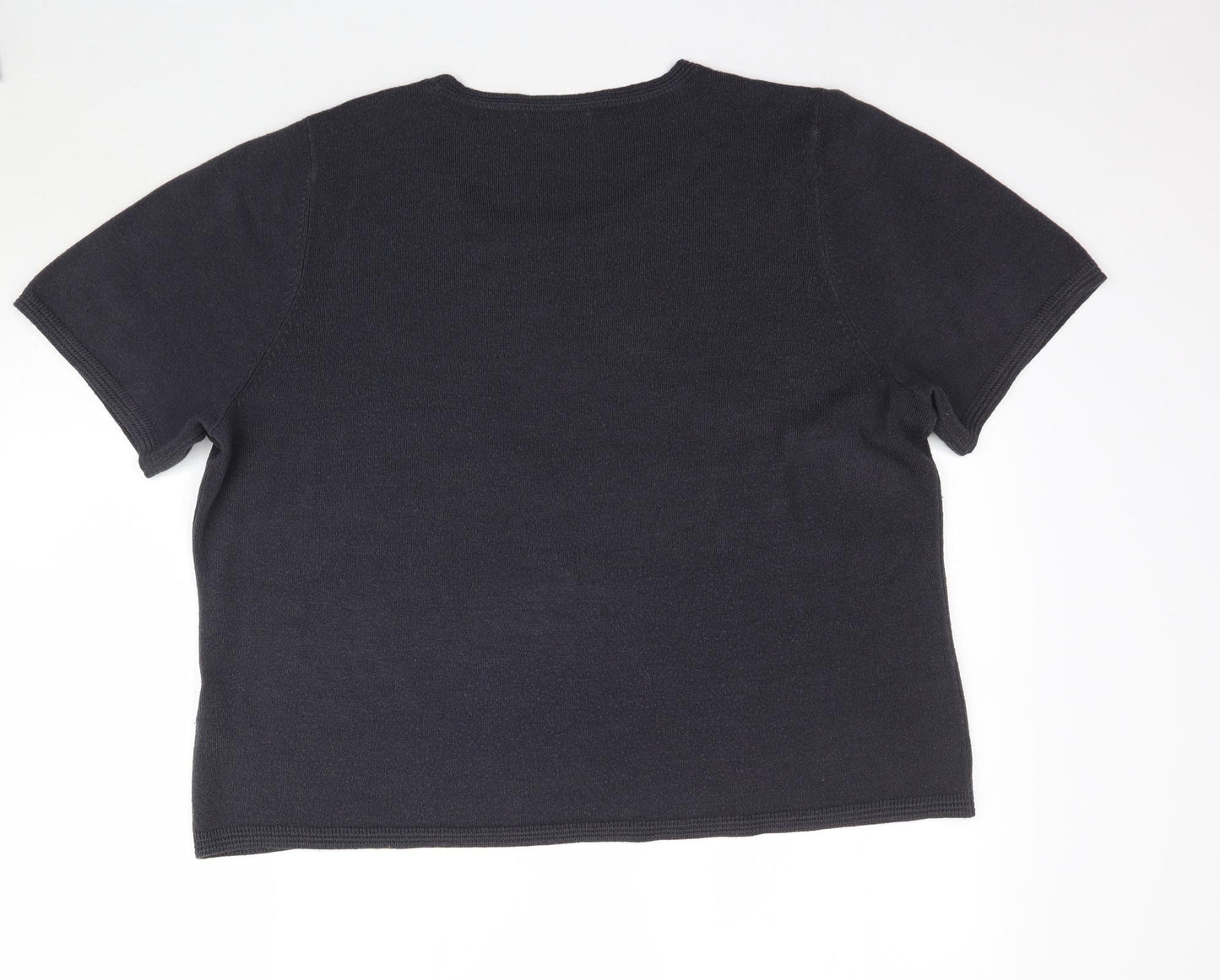 Marks and Spencer Womens Grey  Knit Basic T-Shirt Size 22  - Navy