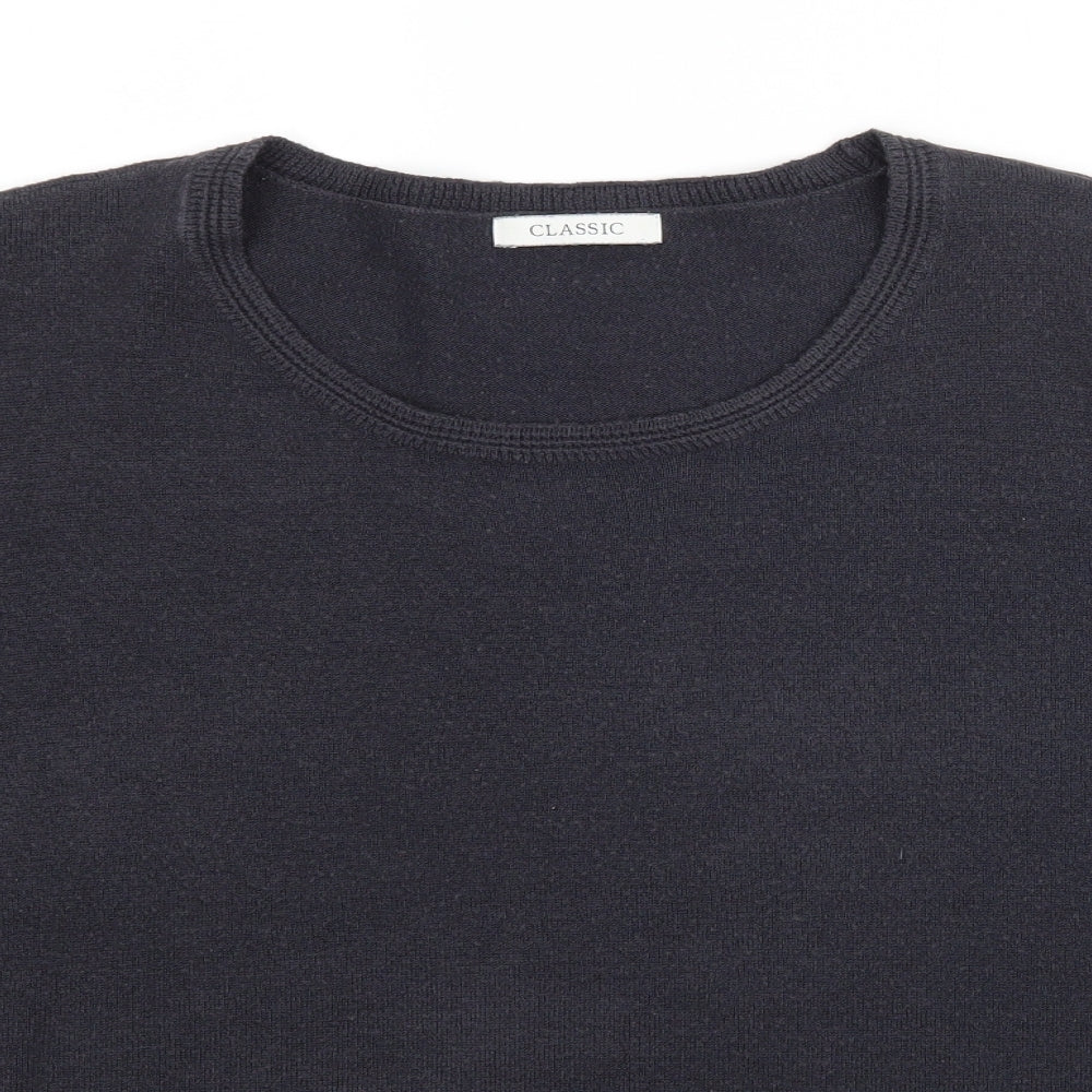 Marks and Spencer Womens Grey  Knit Basic T-Shirt Size 22  - Navy