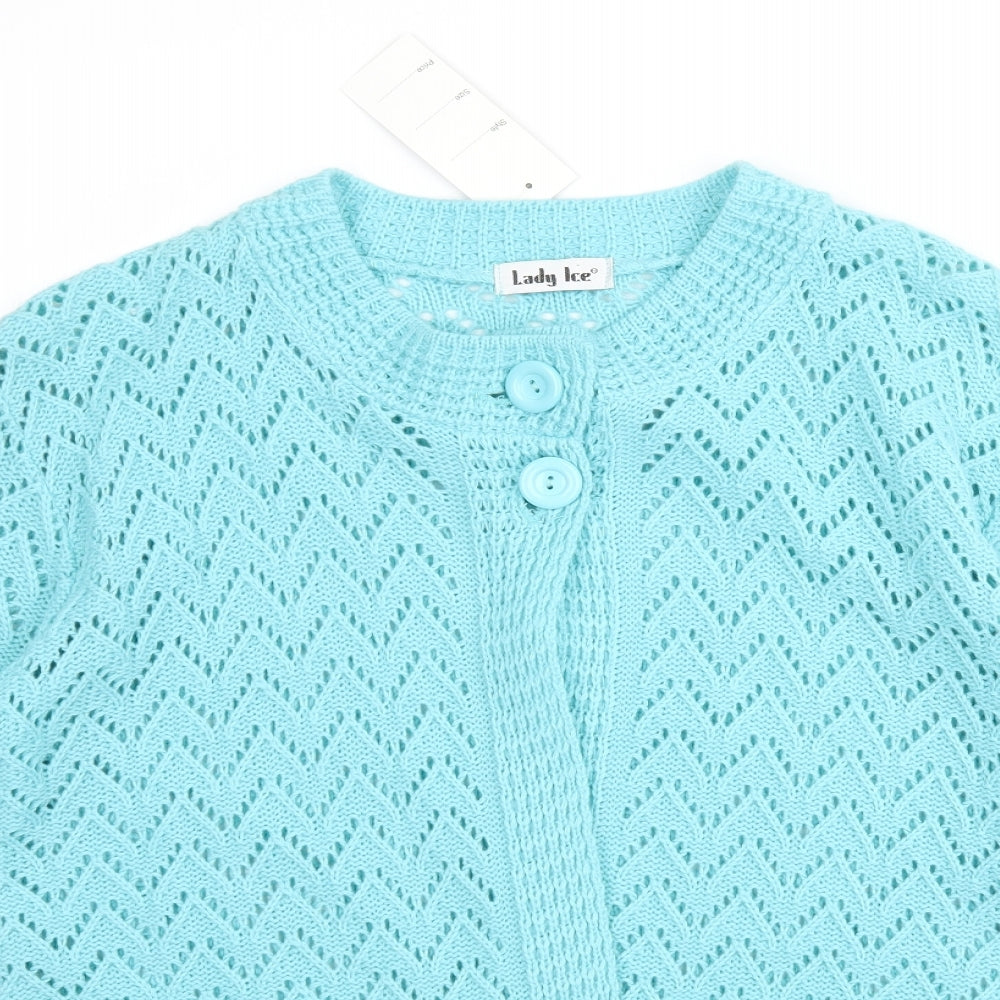 Lady Ice Womens Blue  Knit Cardigan Jumper Size M