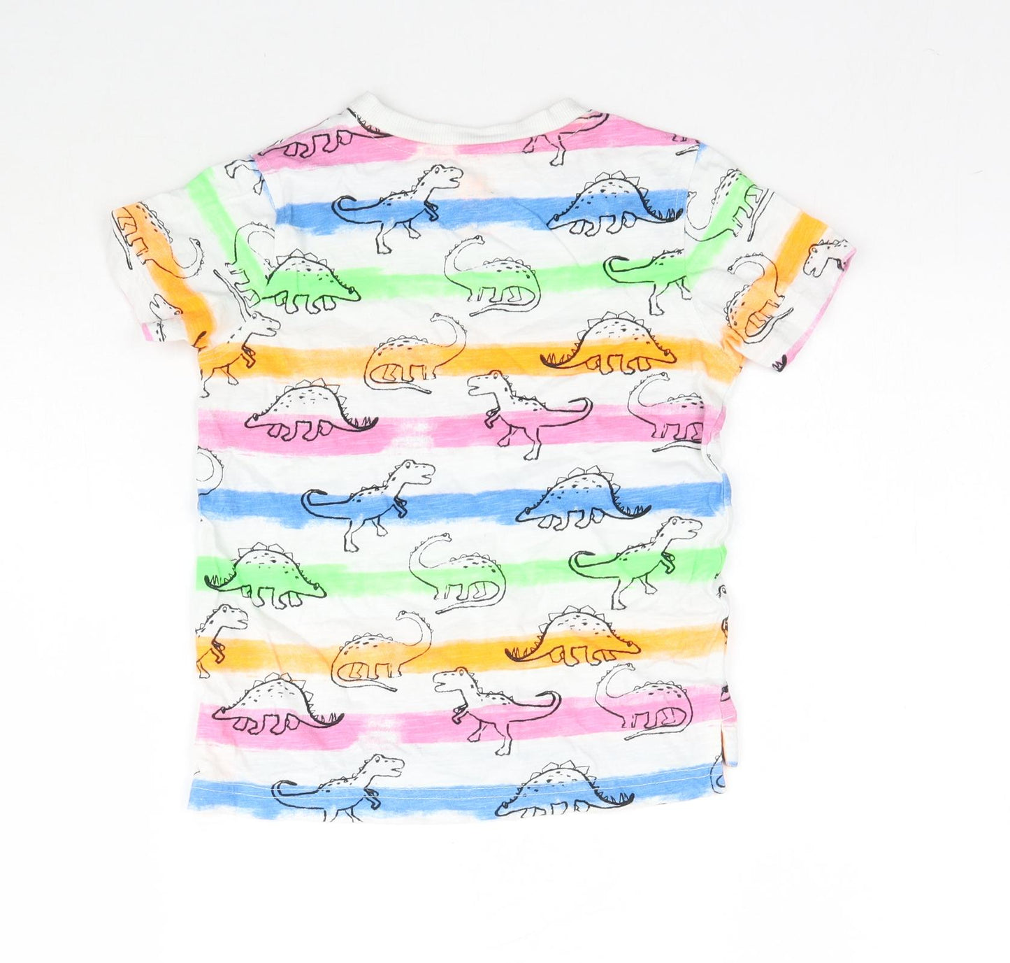 F&F Boys Multicoloured Striped  Basic T-Shirt Size 3-4 Years  - Dinosaur