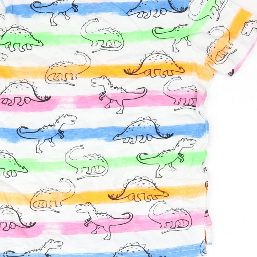 F&F Boys Multicoloured Striped  Basic T-Shirt Size 3-4 Years  - Dinosaur